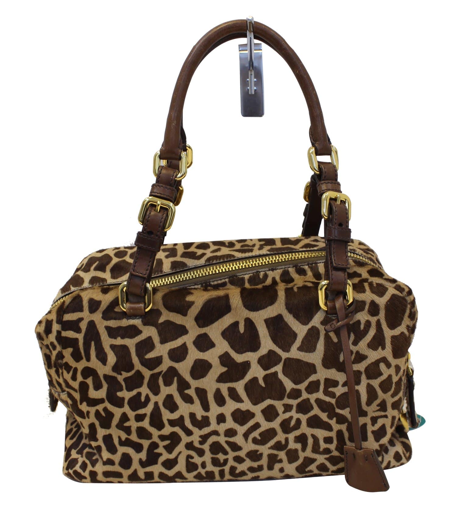 Leopard Printed Calf Hair Shoulder Bag