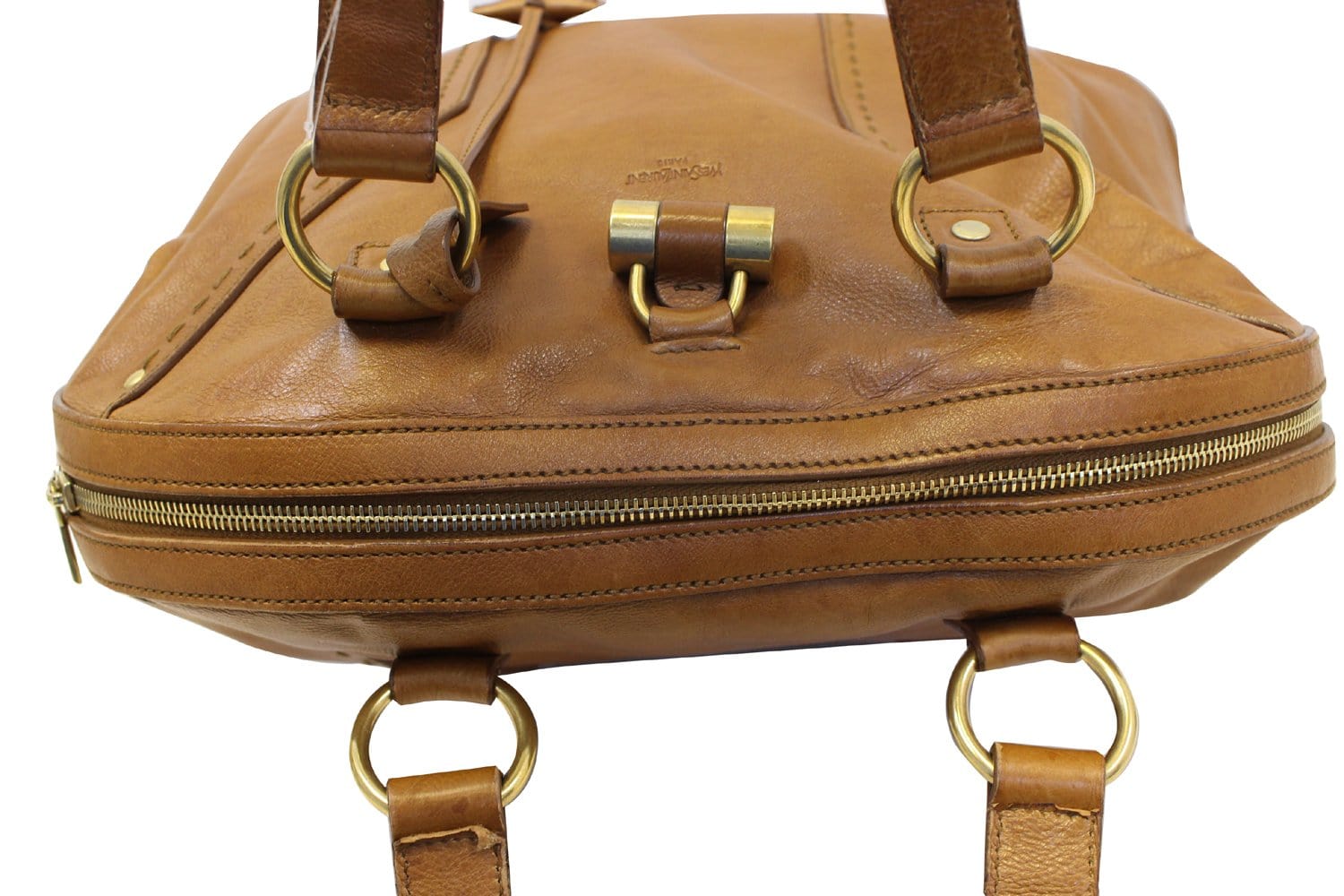 YSL Saint Laurent Yves Satchel Bag Leather Brown
