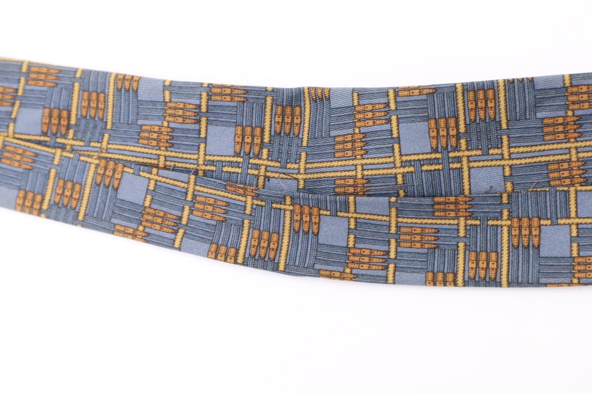 Hermes Tie In And Yellow Silk Handbag Blue Travel Bag