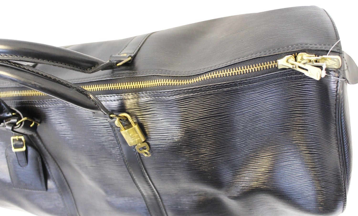 Louis Boston Bag Epi Keepall Leather Black Travel Bag