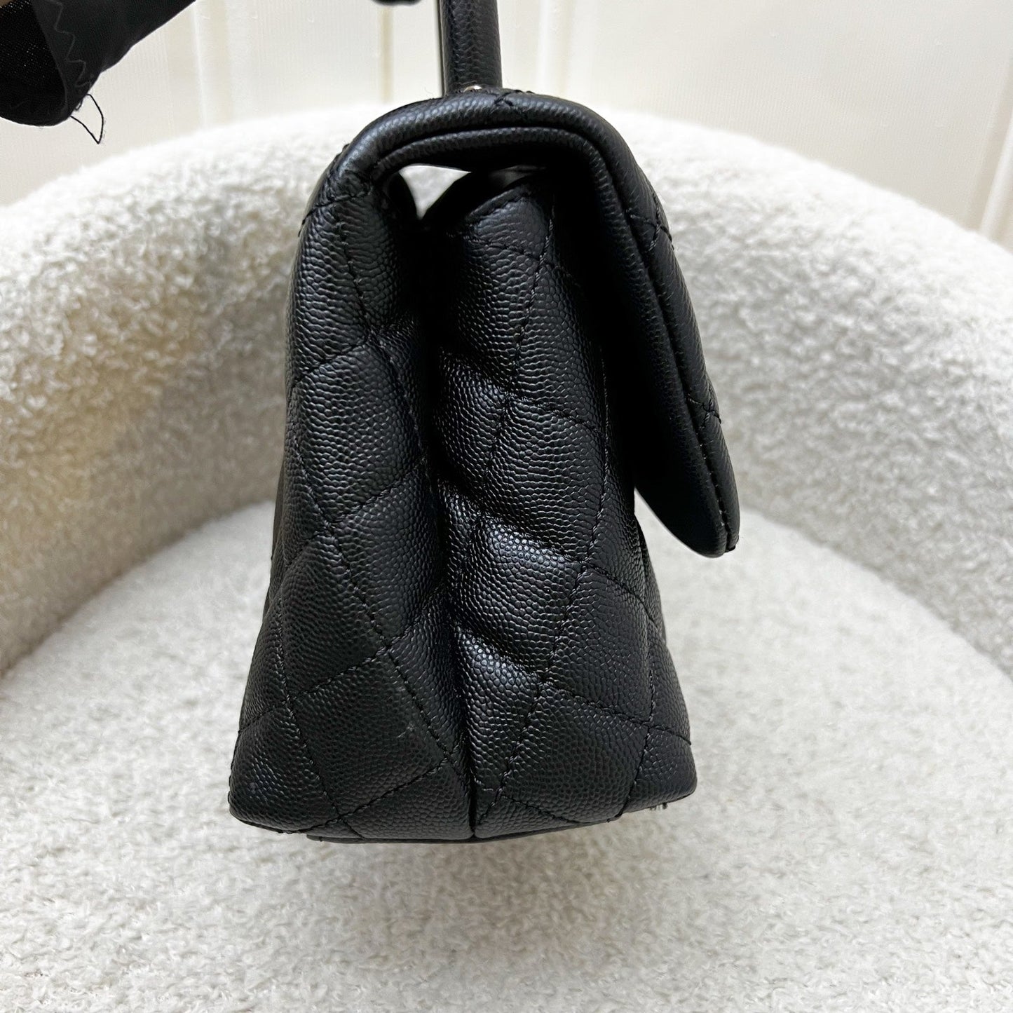 Chanel Small 24CM Coco Handle Flap in Black Caviar and Aghw ( ) Handbag