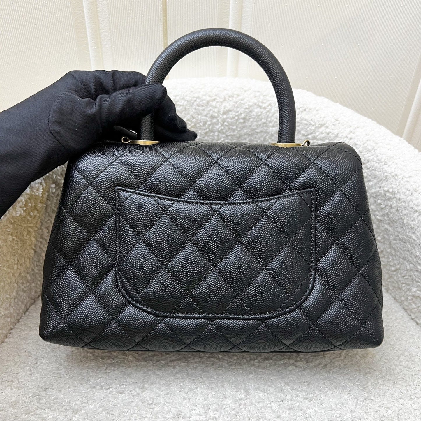 Chanel Small 24CM Coco Handle Flap in Black Caviar and Aghw ( ) Handbag