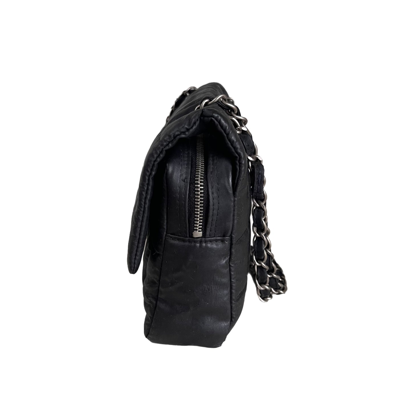 Chanel Nylon Square Quilted Flap Puffer Curved Black Shoulder Bag