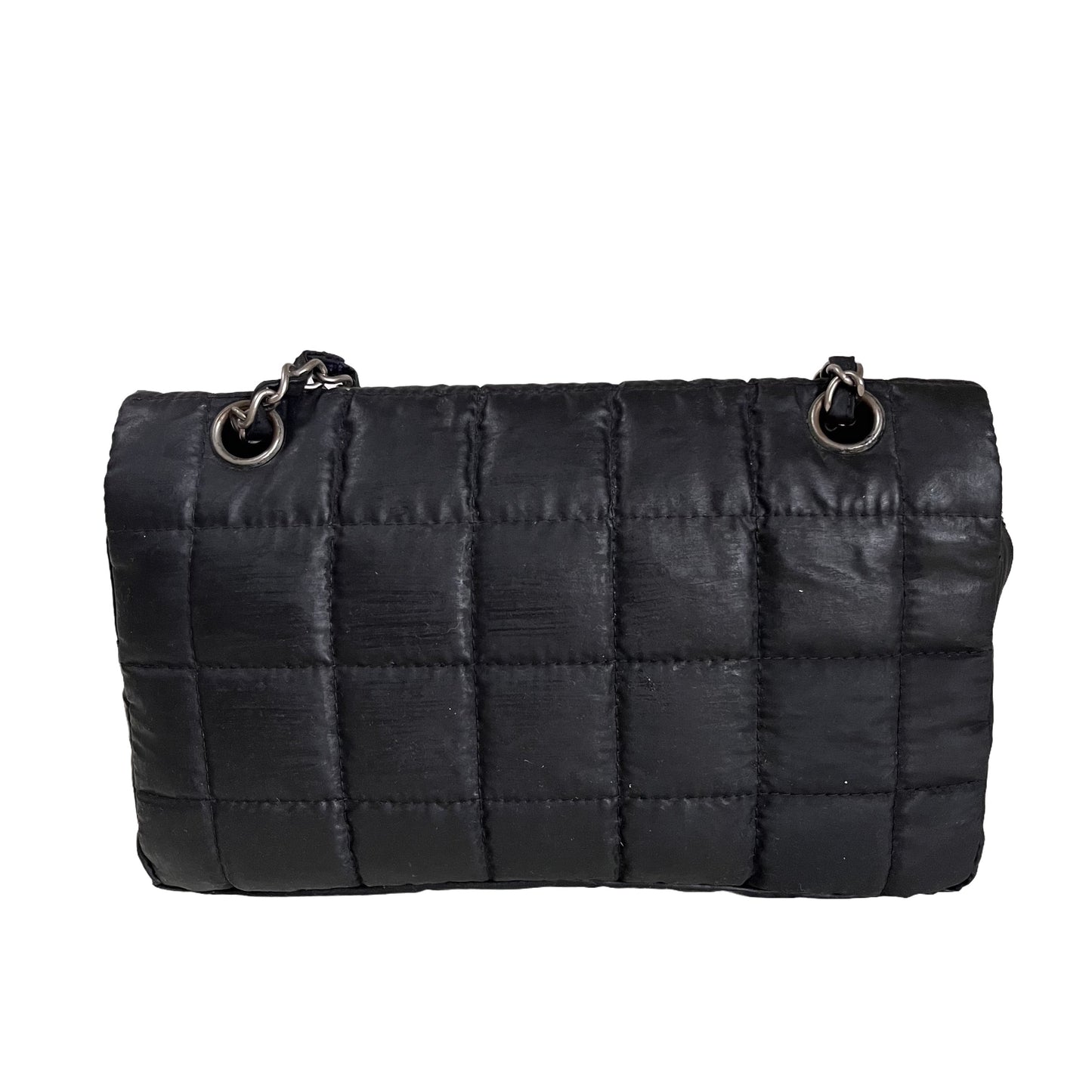 Chanel Nylon Square Quilted Flap Puffer Curved Black Shoulder Bag