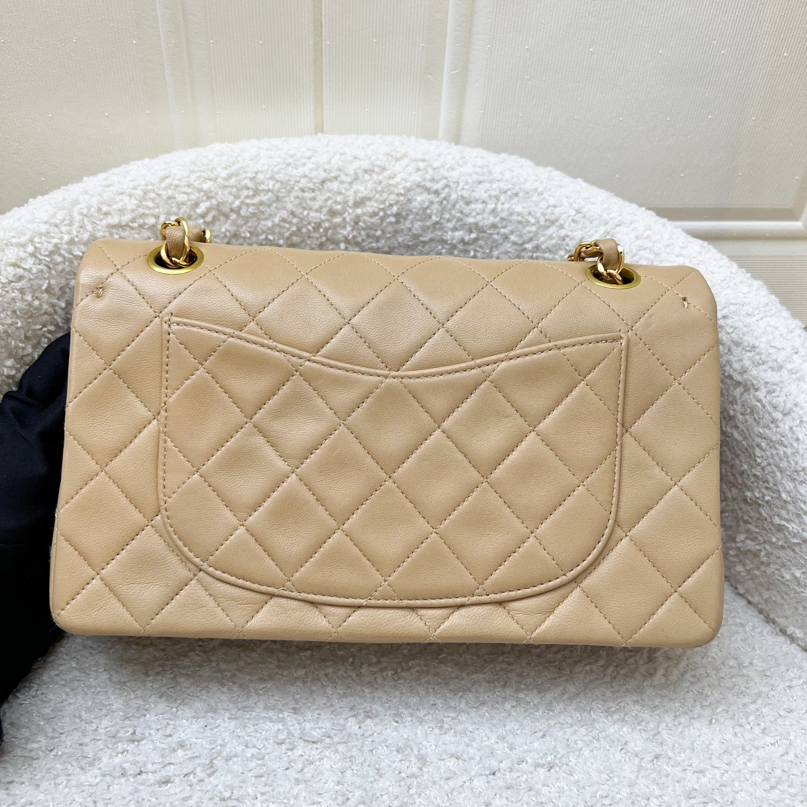 Chanel Small Classic Flap Cf in Milk Tea Beige Lambskin and 24K Gold Plated Hw Handbag