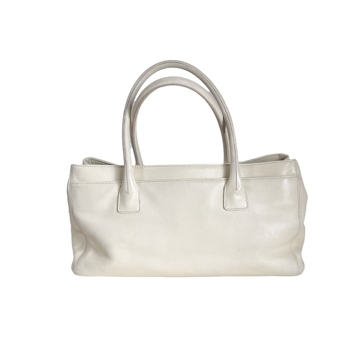 Chanel Cerf Executive East West Caviar White Small Leather Handbag