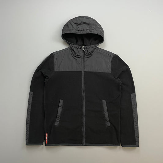 Prada Handbag Sport Panelled Hybrid Fleece Jacket Nylon Black