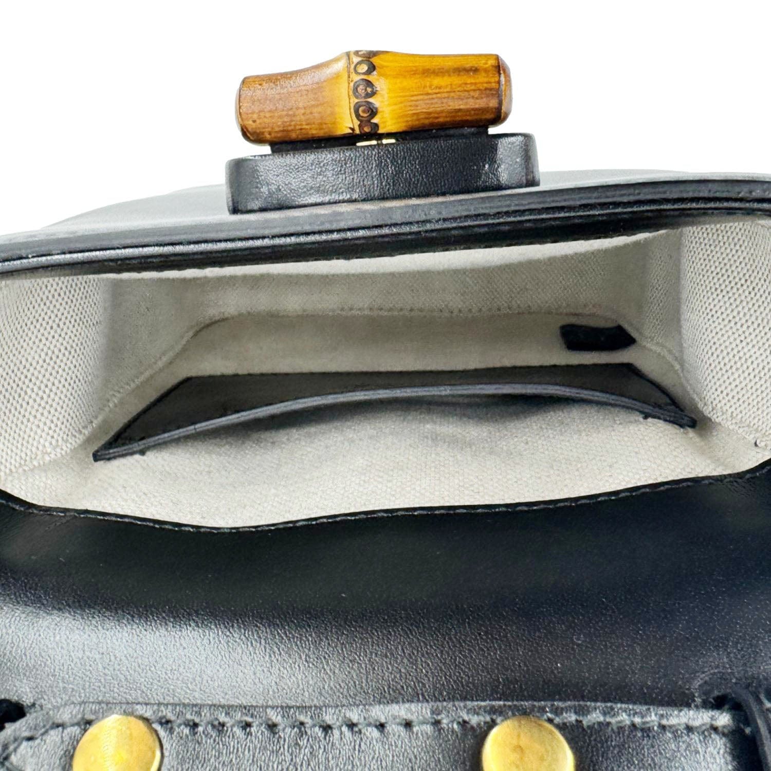 GUCCI Bamboo 3Way Calfskin Leather Shoulder Bag Black 702106