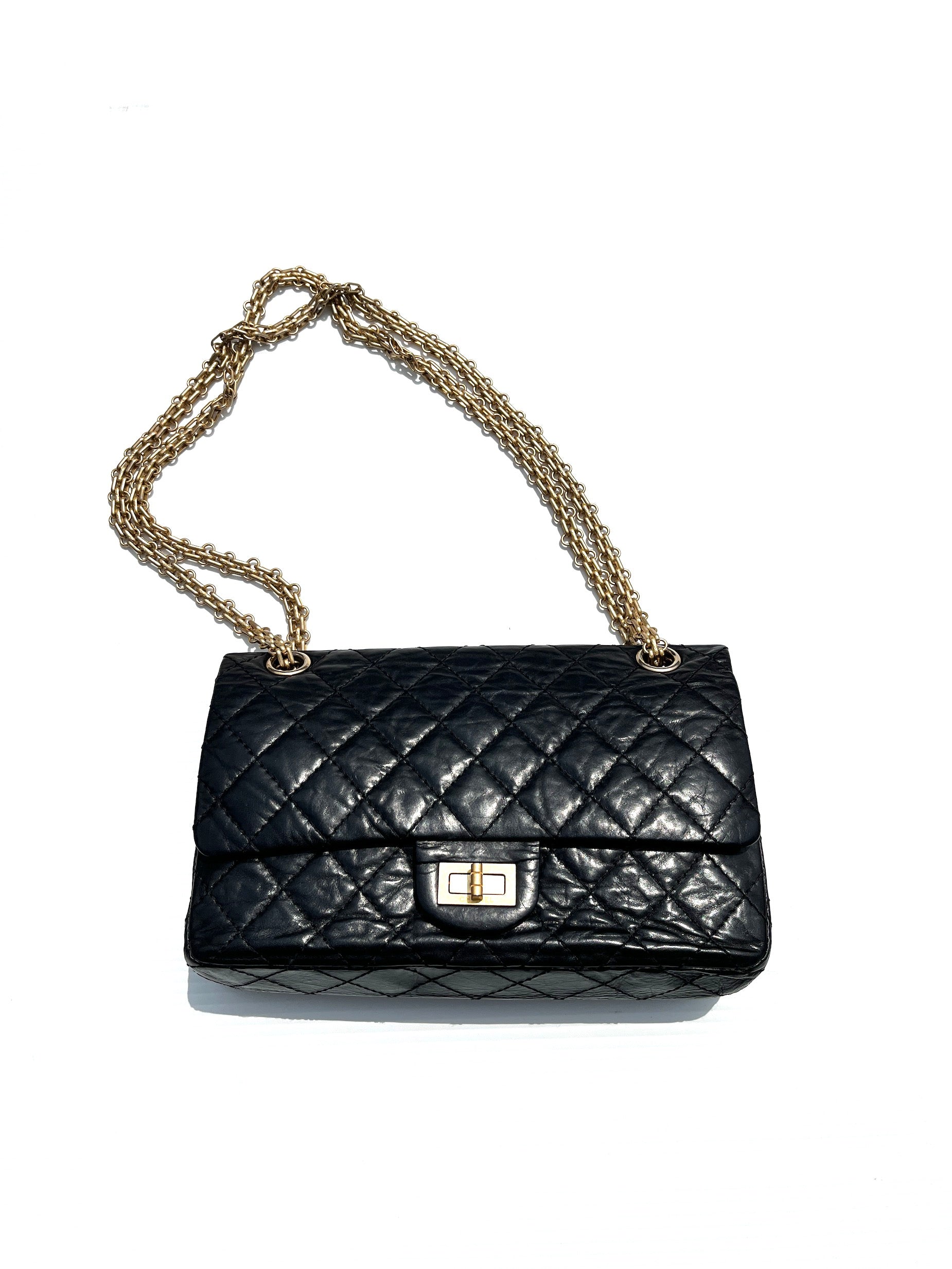 Chanel Black 225 Reissue 2.55 Quilted Leather Shoulder Crossbody Bag