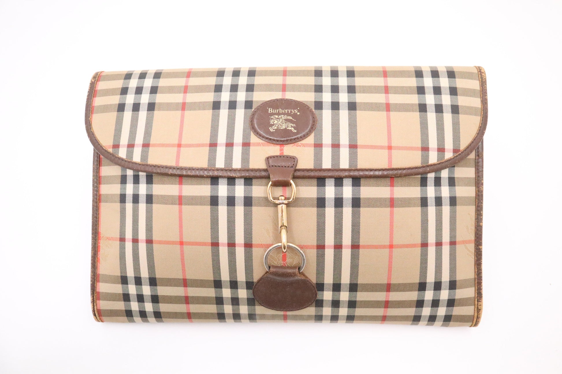 Burberry Clutch In Ho Check Canvas Clutch Bag