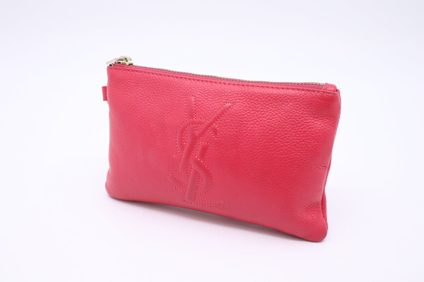 YSL Saint Laurent Pouch In Travel Bag Leather Pink