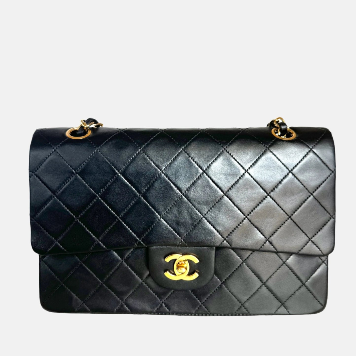 Chanel Classic Flap Lambskin 24k Hardware Black Gold Leather Handbag Hardware 3