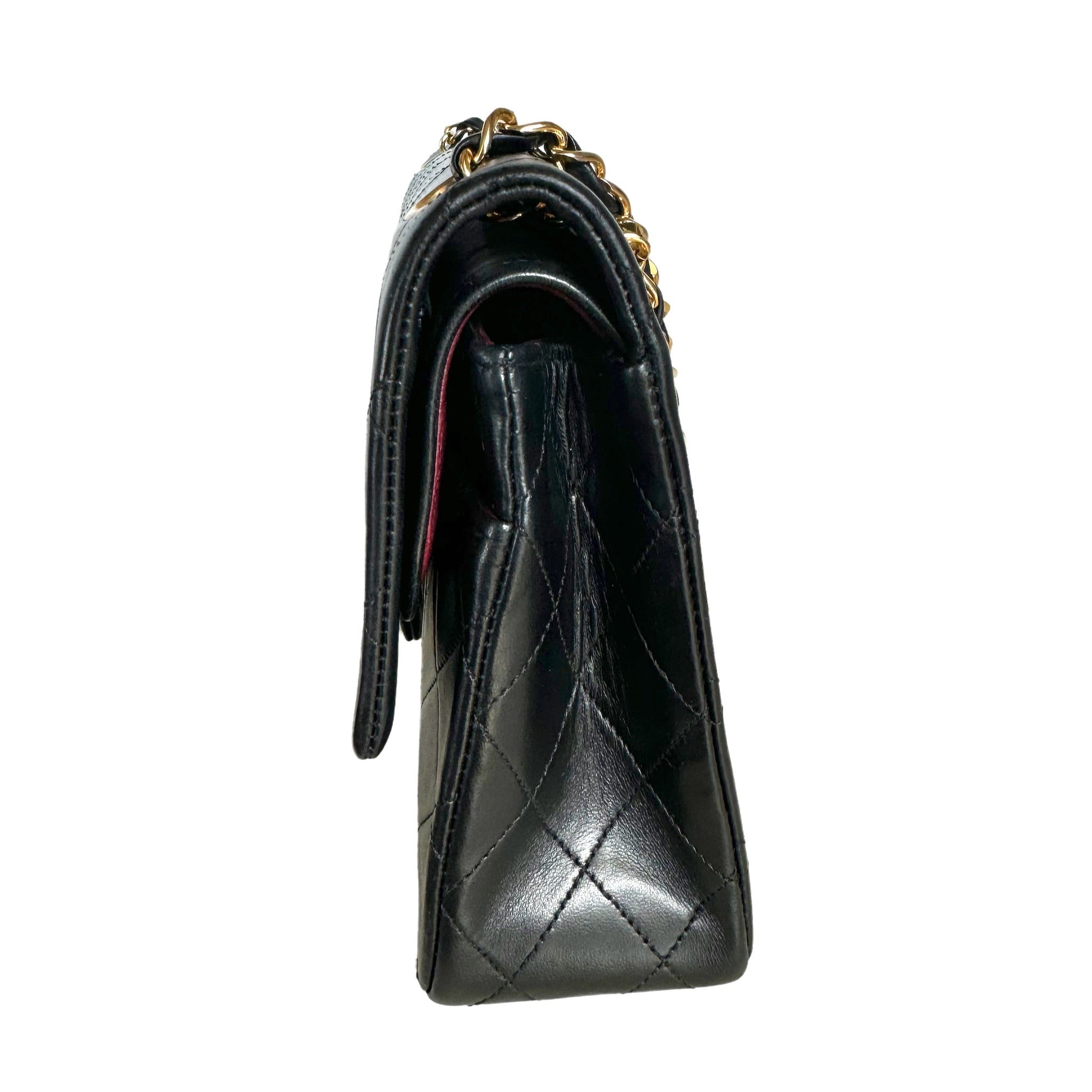 Chanel Classic Flap Lambskin 24k Hardware Black Gold Leather Handbag Hardware 3