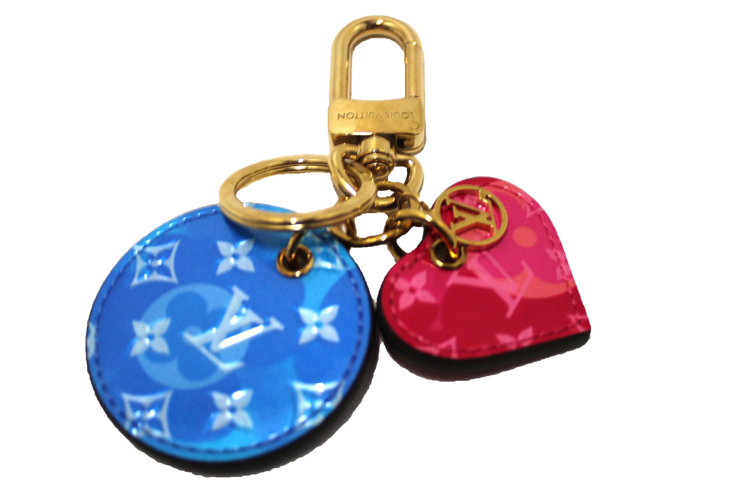 Louis Vuitton Blue/Pink Vernis Leather Valentine Heart Bag Charm Key Ring