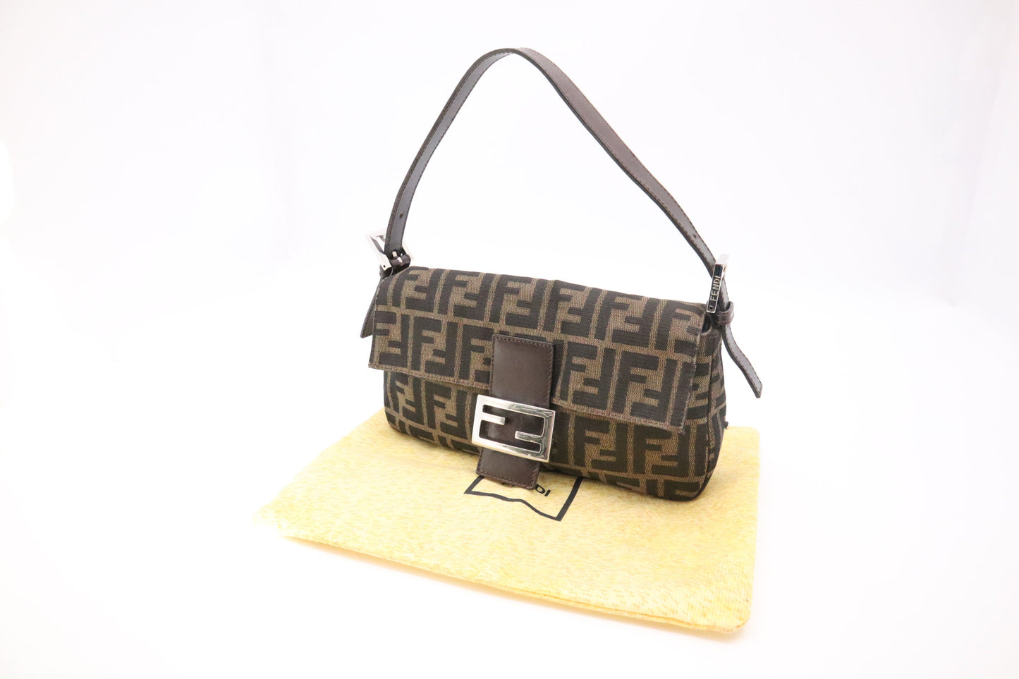 Fendi Baguette In Zucca Handbag Canvas Shoulder Bag