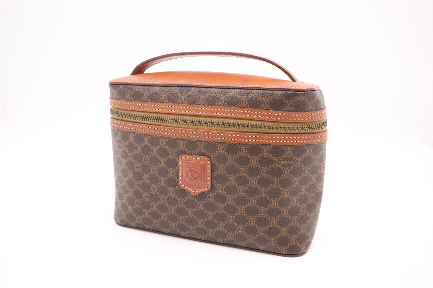 Celine Vanity In Macadam Handbag Canvas Brown Travel Bag