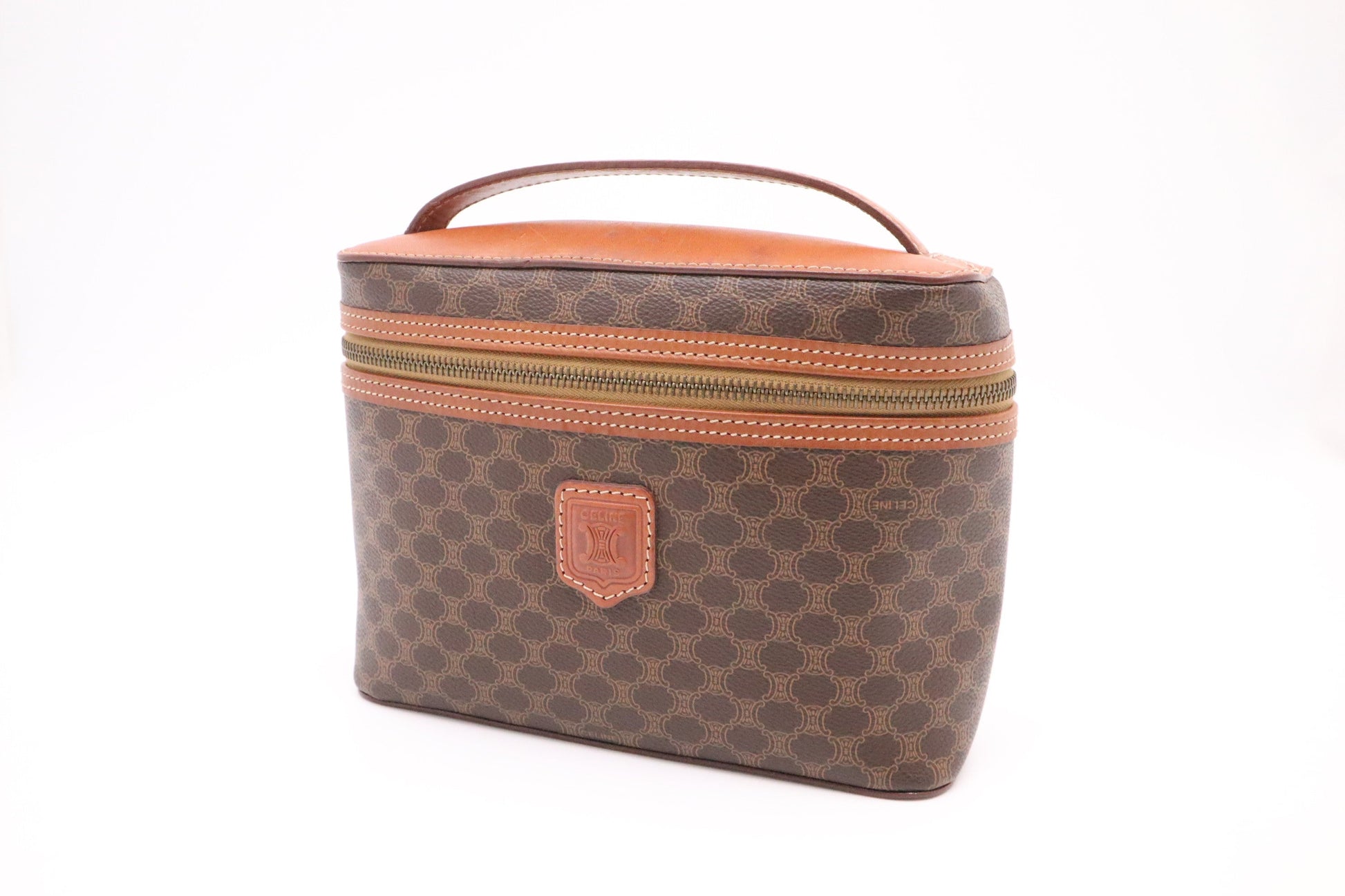 Celine Vanity In Macadam Handbag Canvas Brown Travel Bag