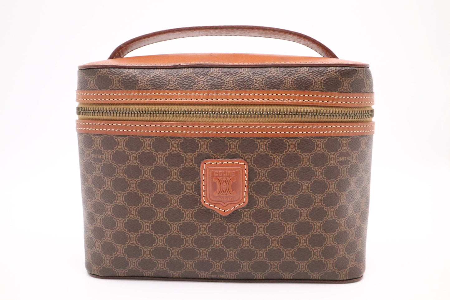 Celine Vanity In Macadam Handbag Canvas Brown Travel Bag