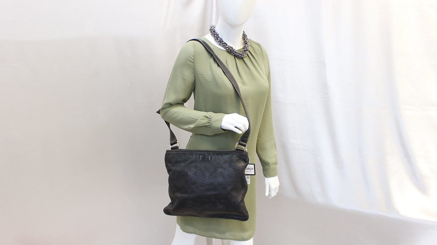 Gucci sima Shima Crossbody Shoulder Bag Leather Black Crossbody Bag