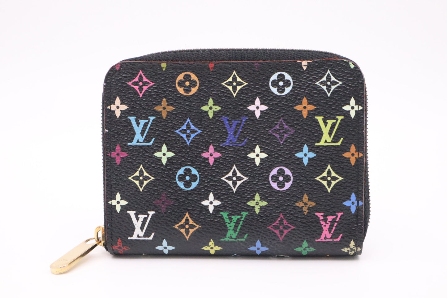 Louis Vuitton Compact Monogram Canvas Black Multicolor Wallet Case