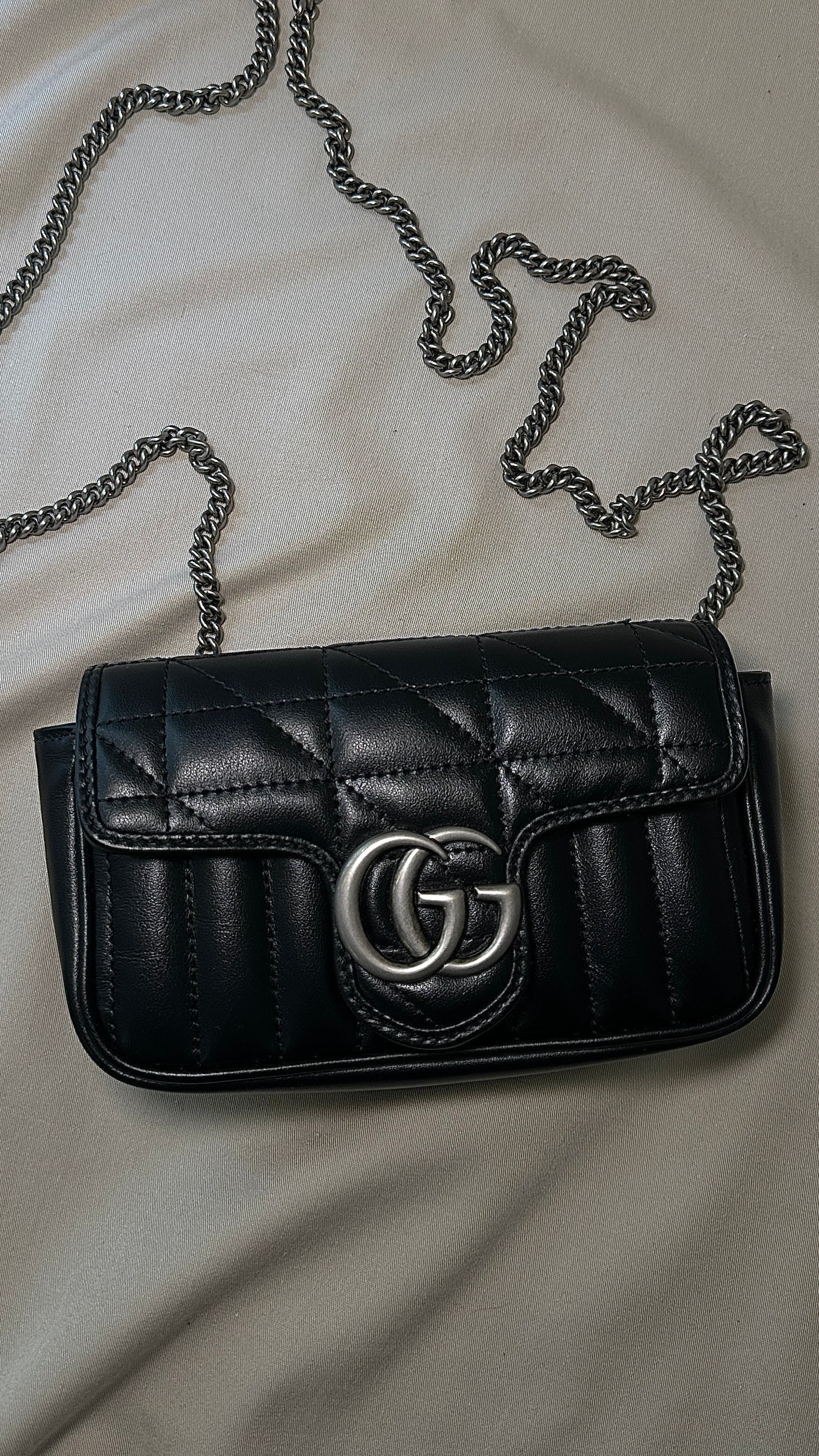 GUCCI Mini Quilted Marmont Camera Bag Black
