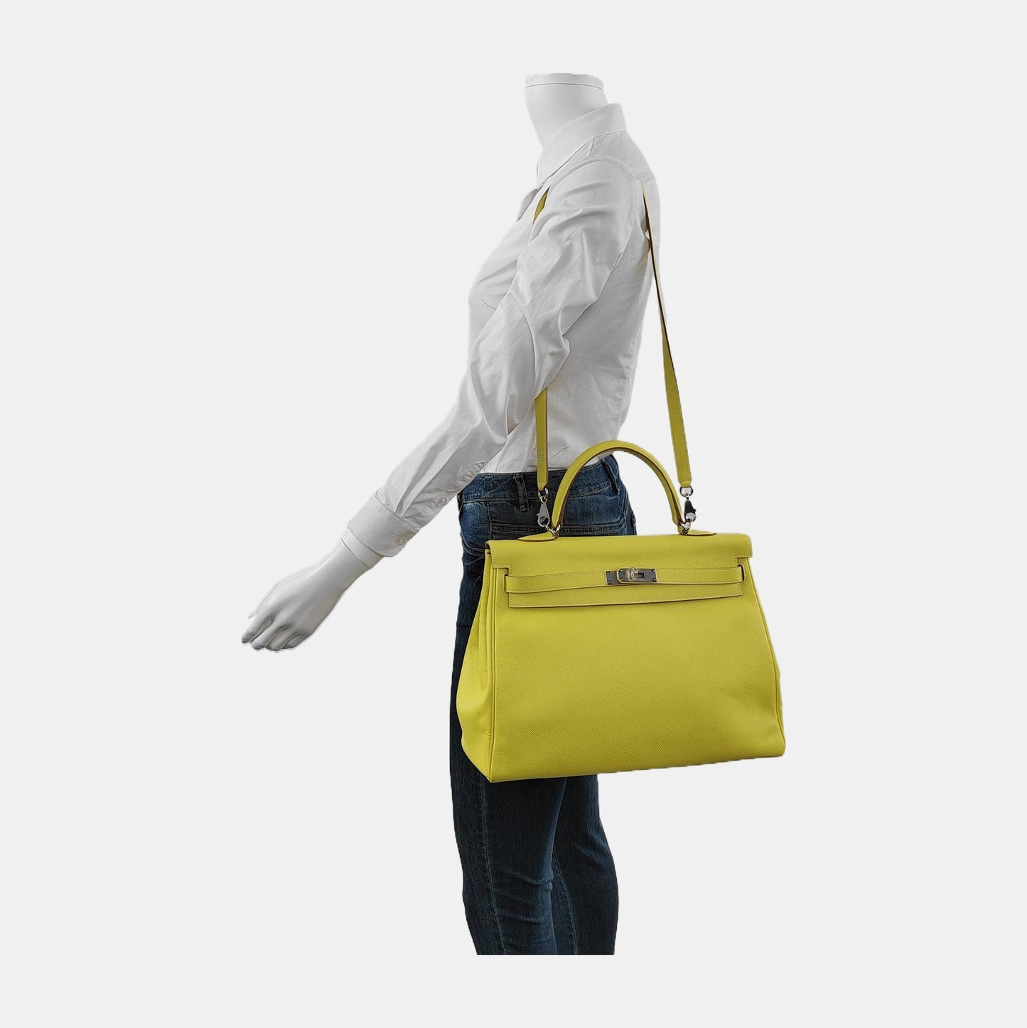 Hermes Kelly Retourne Epsom Yellow R Jaune Bourgeon Leather Travel Bag