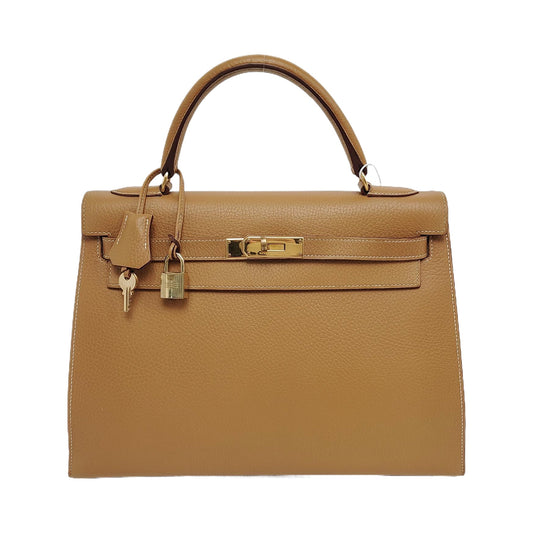 Hermes Kelly Sellier B Biscuit Togo Hw Handbag Leather Gold Travel Bag