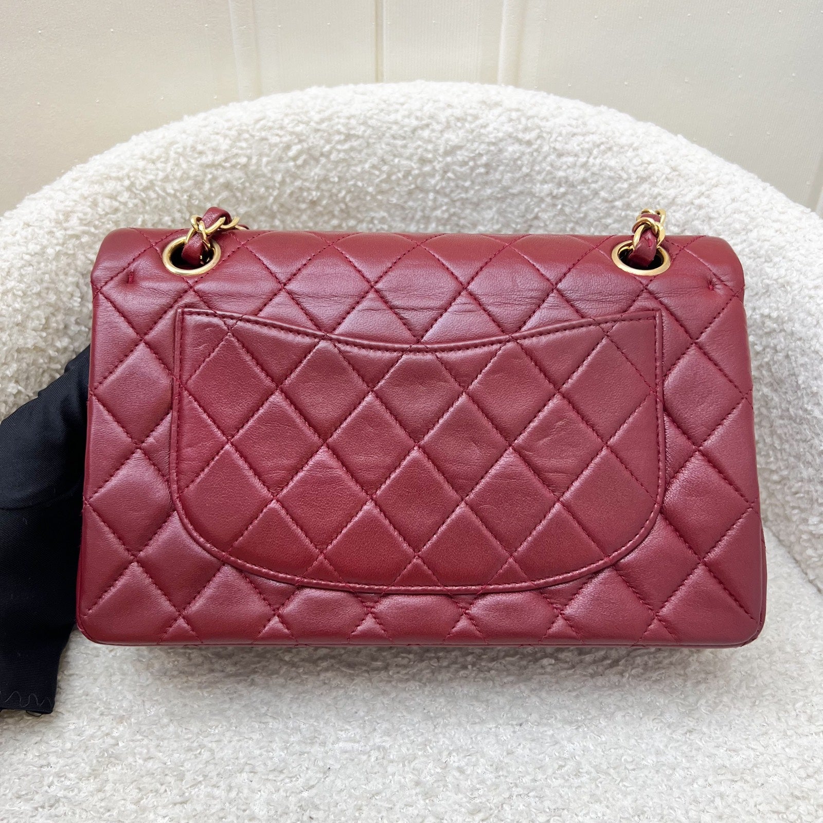 Chanel Small Classic Flap Cf In Red Lambskin And 24K Gold Plated Hw
