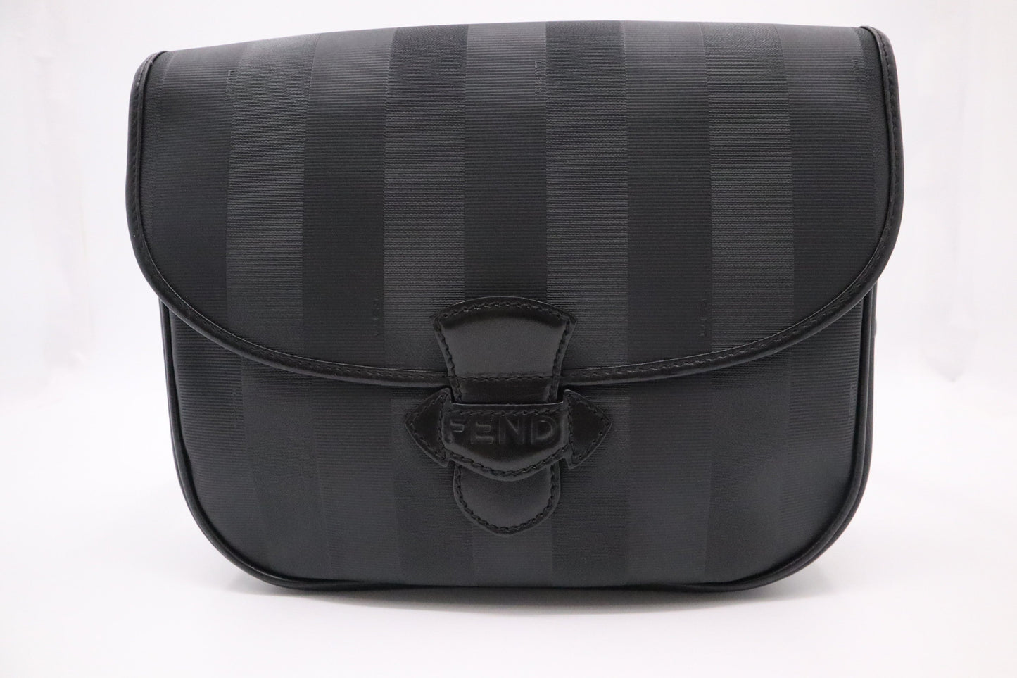 Fendi Crossbody In Pequin Canvas Black Medium Crossbody Bag