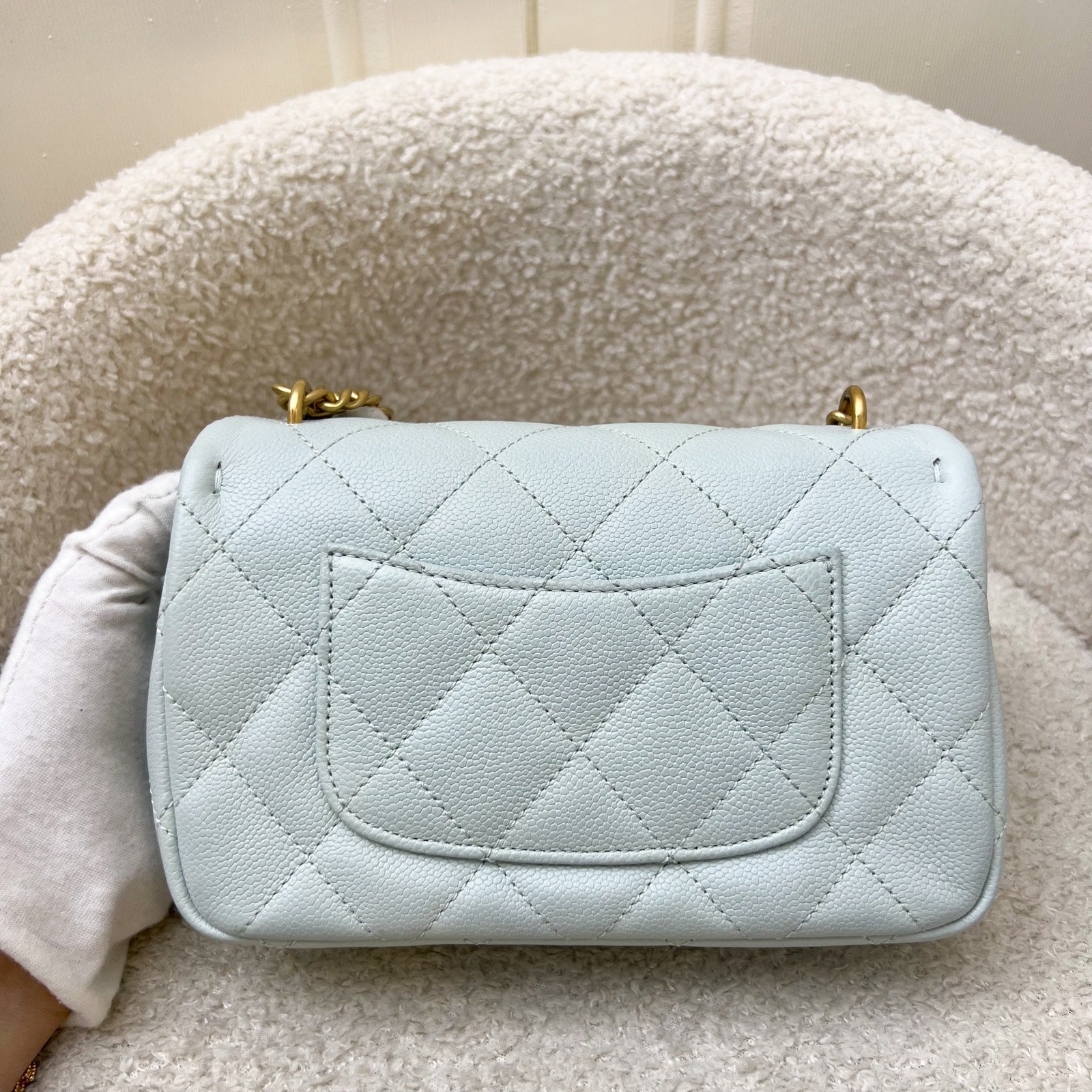 Chanel 24P Heart Adjustable Chain Small Mini 19Cm Flap Bag In Bluish Grey Caviar And Aghw
