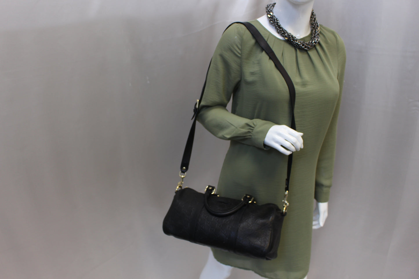 Gucci ssima Boston Bag Leather Black Travel Bag
