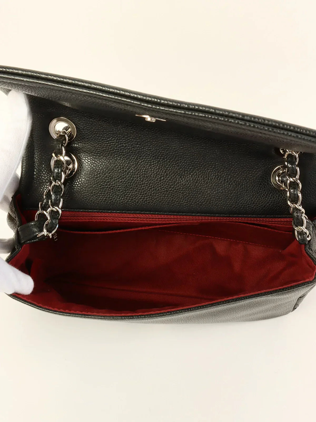 Chanel Around  Made Caviar Skin Cc Mark Stitch Chain Bag Black