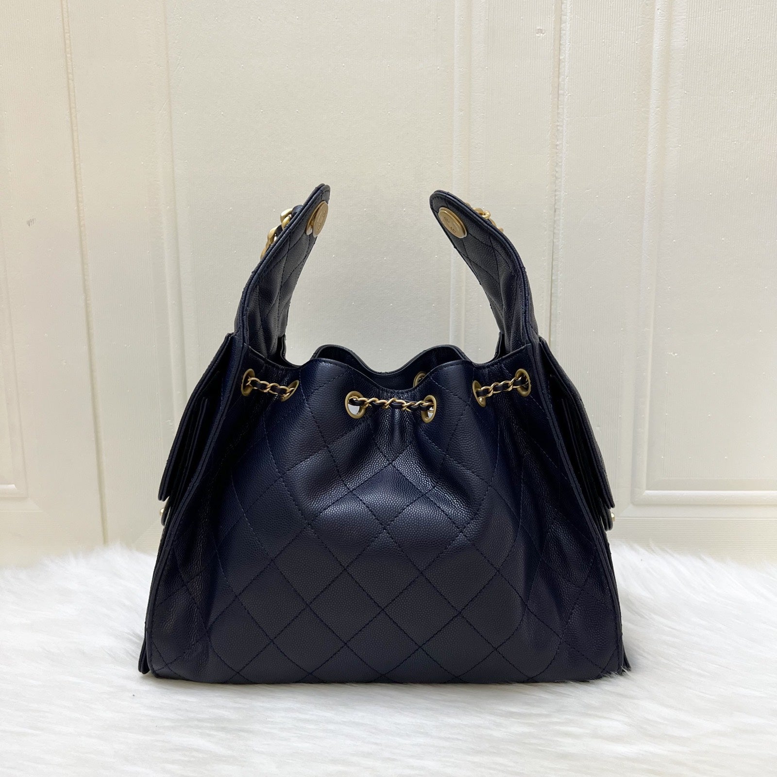 Chanel 25 Small Hobo Bag in 25S Navy Caviar and Aghw