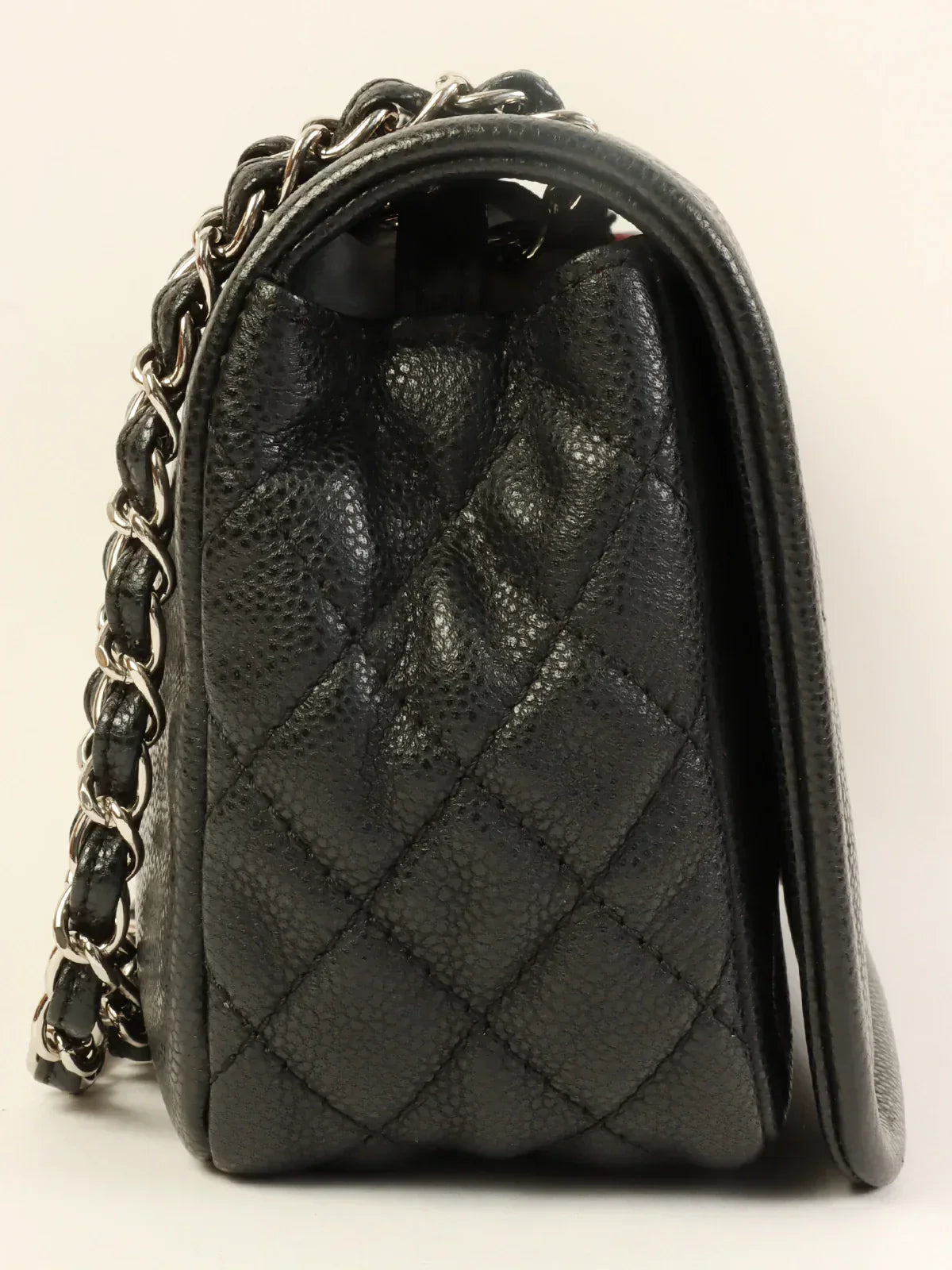 Chanel Around  Made Caviar Skin Cc Mark Stitch Chain Bag Black
