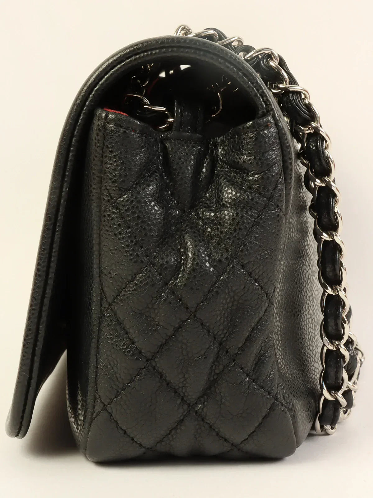 Chanel Around  Made Caviar Skin Cc Mark Stitch Chain Bag Black