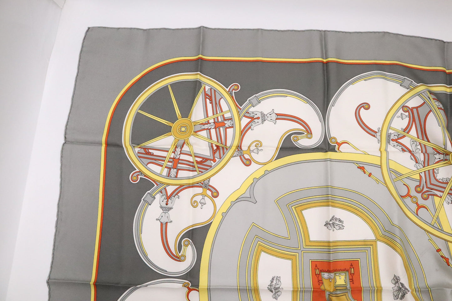 Hermes Carre In Gray Silk Handbag Travel Bag
