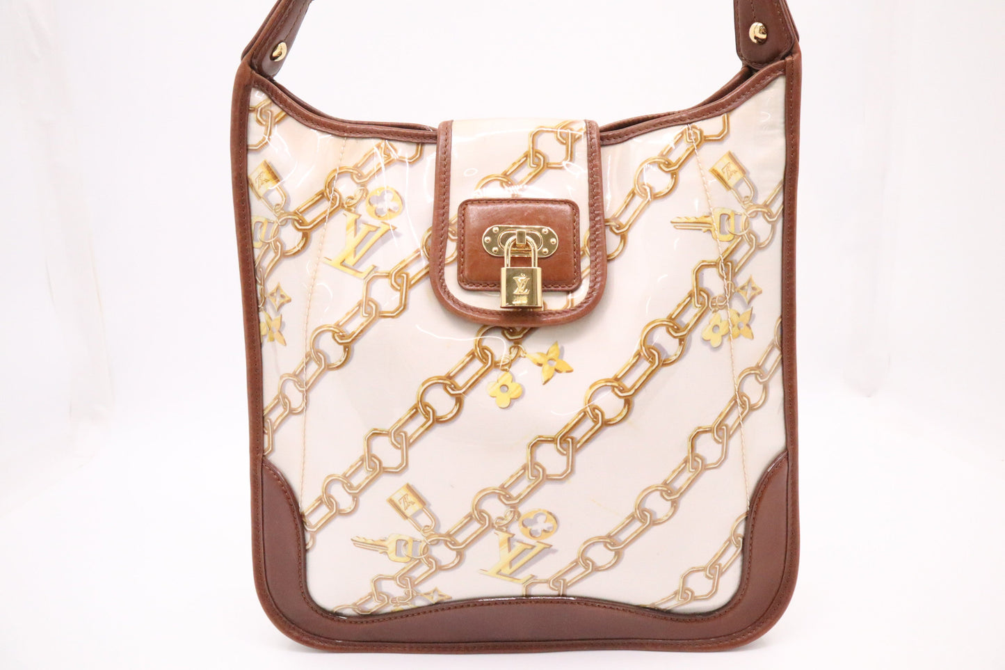 Louis Vuitton Charm M tte Cream & Canvas Leather Brown Key Chain