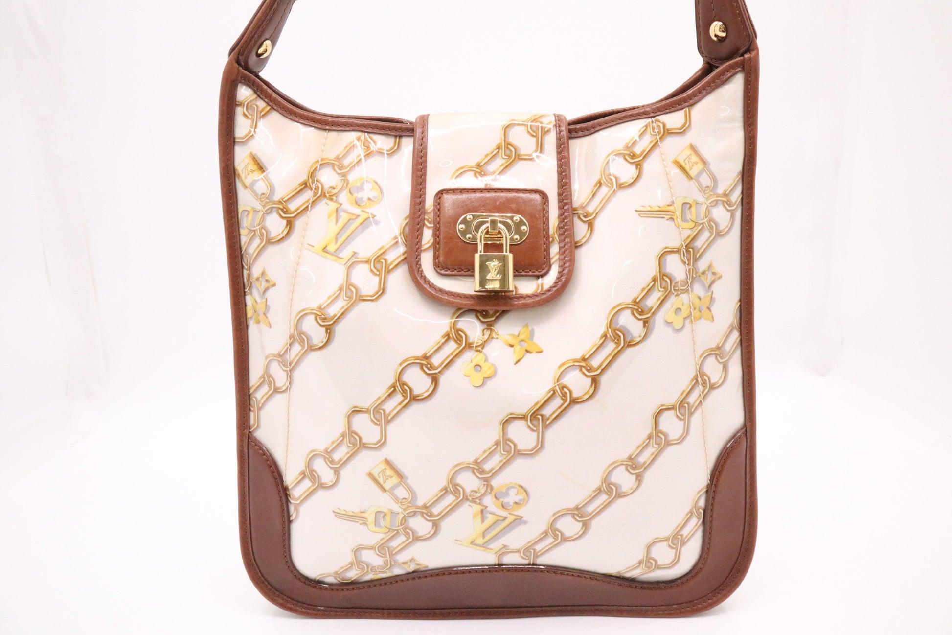 Louis Vuitton Charm M tte Cream & Canvas Leather Brown Key Chain