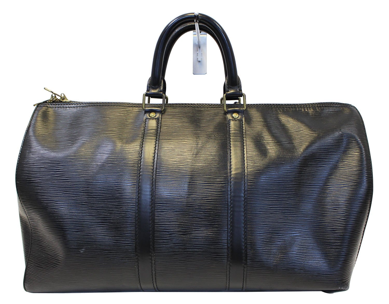 Louis Epi Keepall Boston Satchel Bag Leather Black Travel Bag