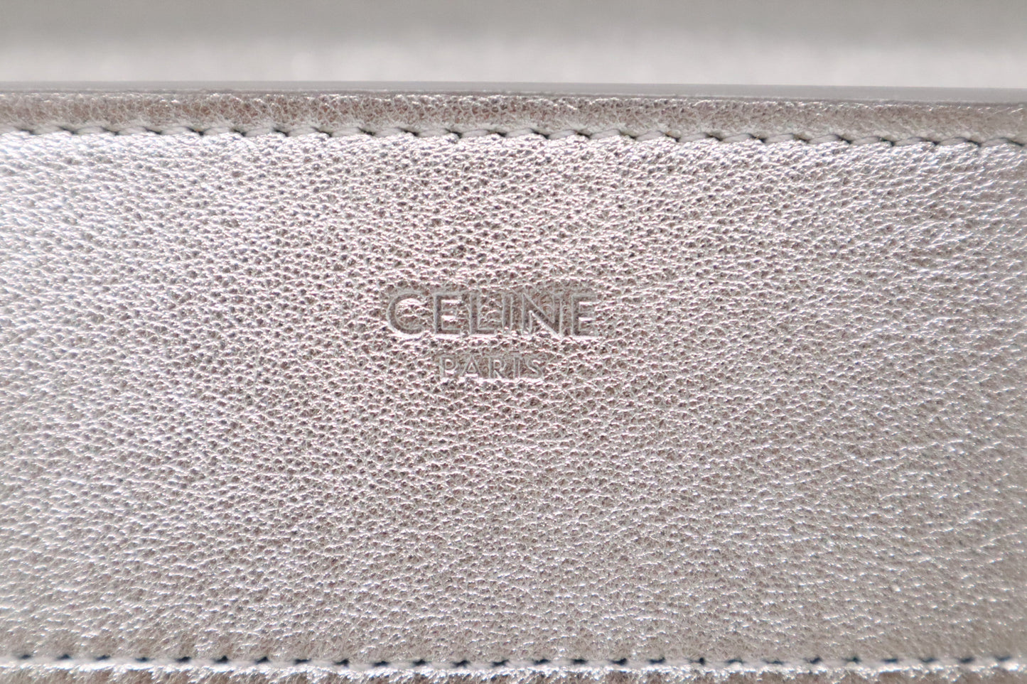 Celine Micro Luggage In Handbag Leather Silver Travel Bag