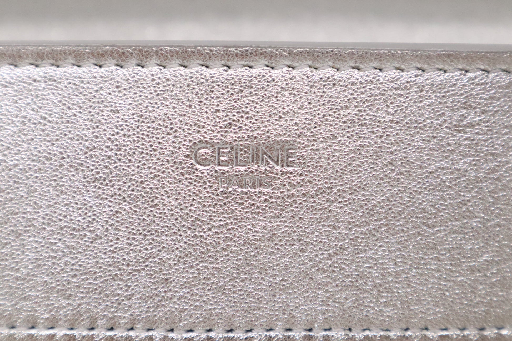 Celine Micro Luggage In Handbag Leather Silver Travel Bag