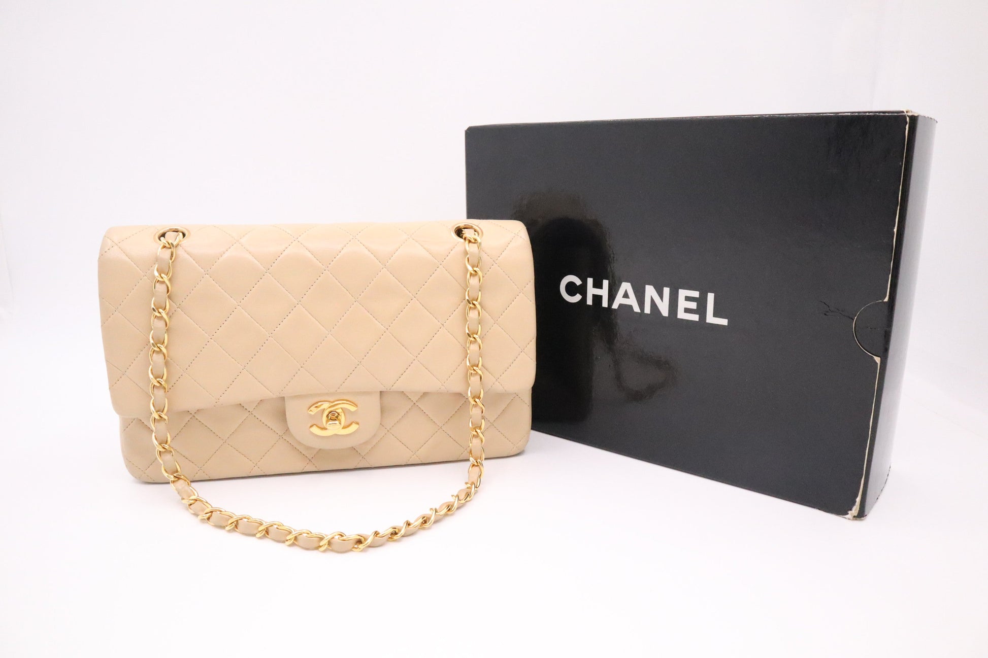 Chanel Double Flap MattelassÃ© Beige Leather Handbag