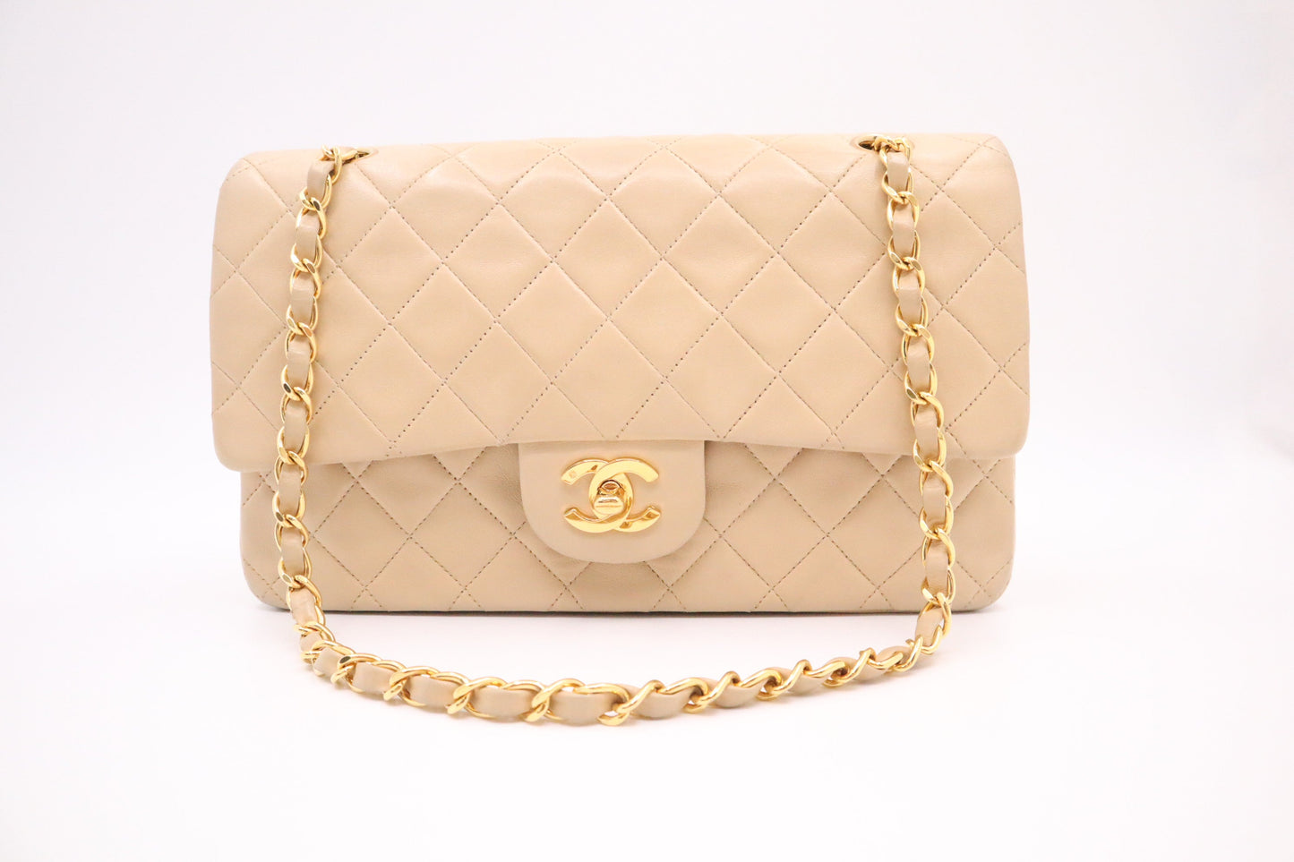 Chanel Double Flap MattelassÃ© Beige Leather Handbag