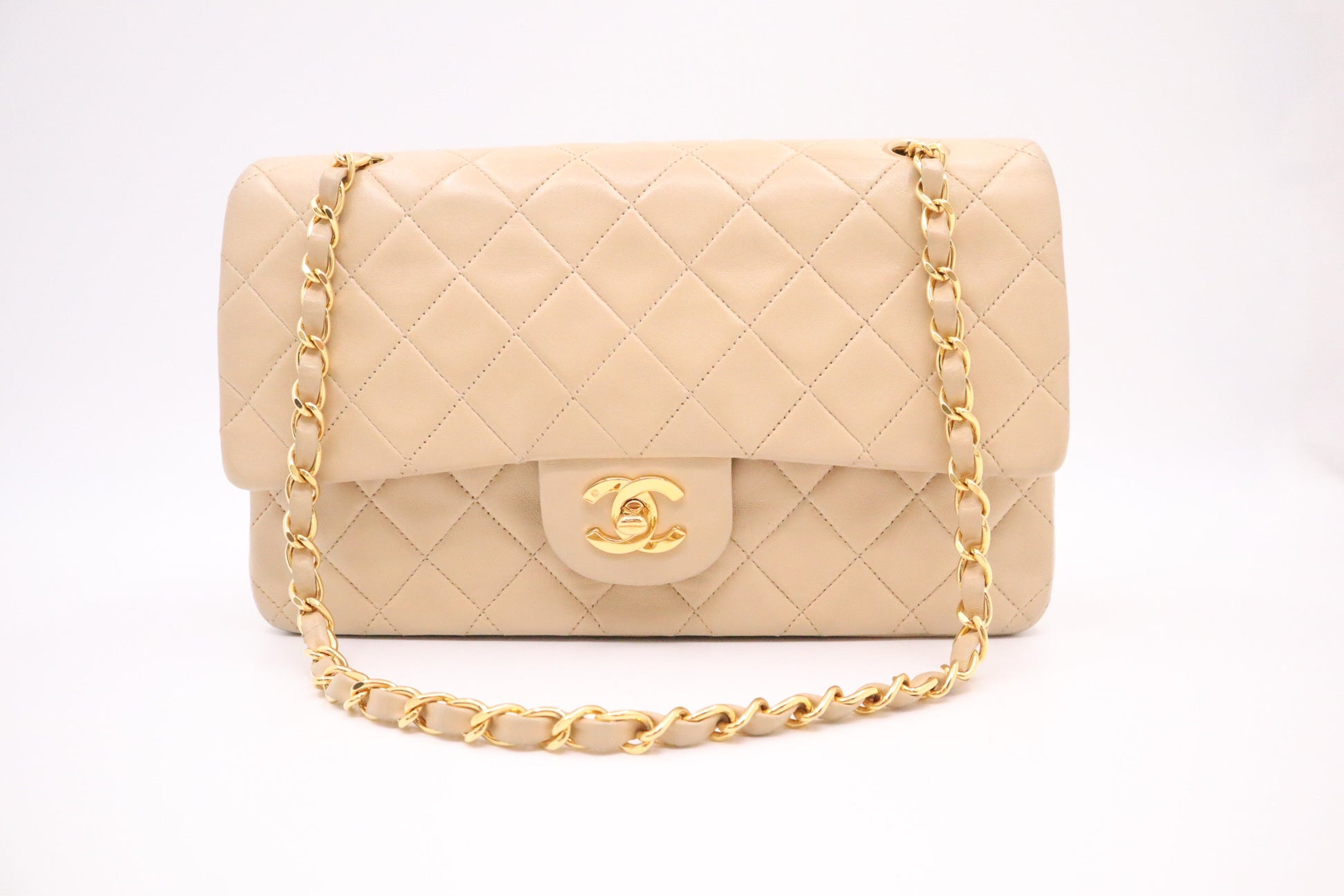Chanel Double Flap MattelassÃ© Beige Leather Handbag
