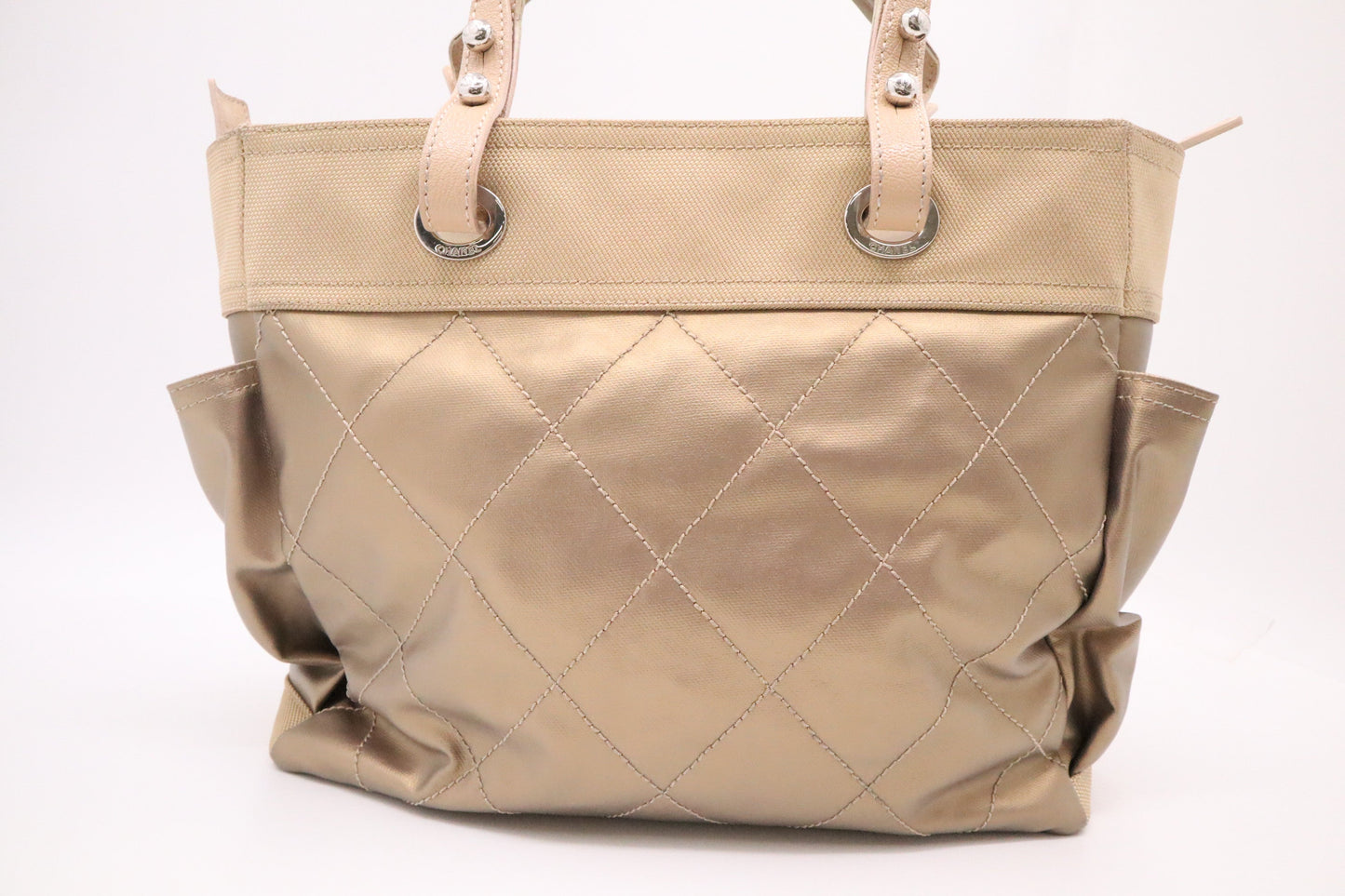 Chanel Paris Biarritz MattelassÃ© Gold Leather Tote Bag