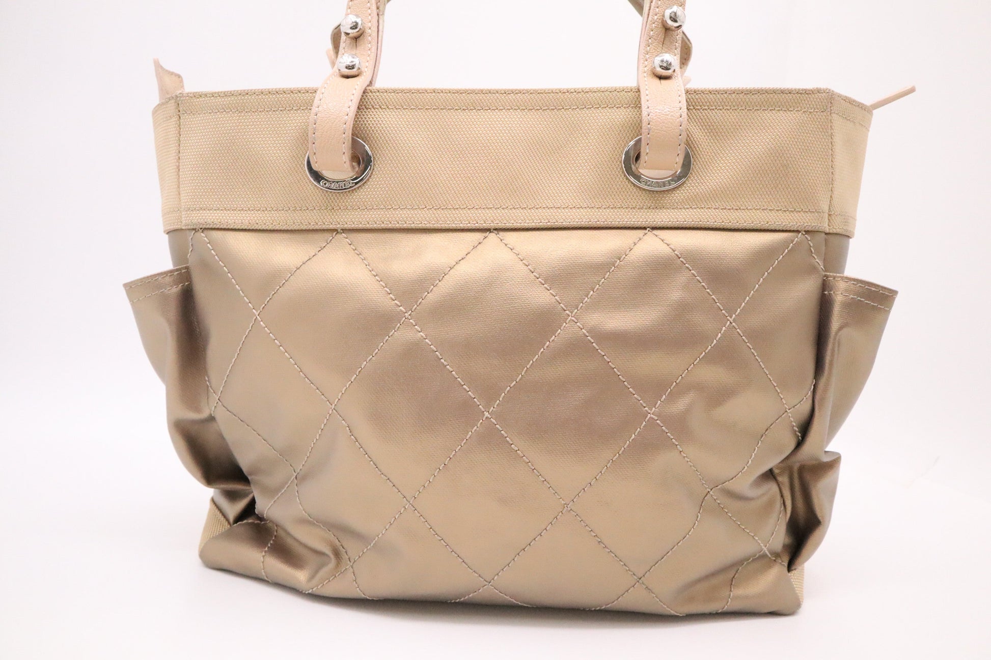 Chanel Paris Biarritz MattelassÃ© Gold Leather Tote Bag