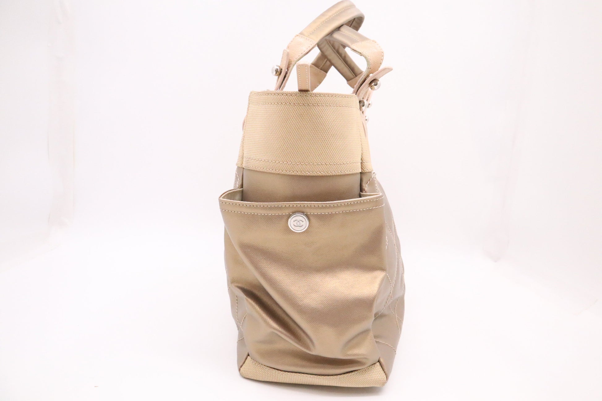 Chanel Paris Biarritz MattelassÃ© Gold Leather Tote Bag