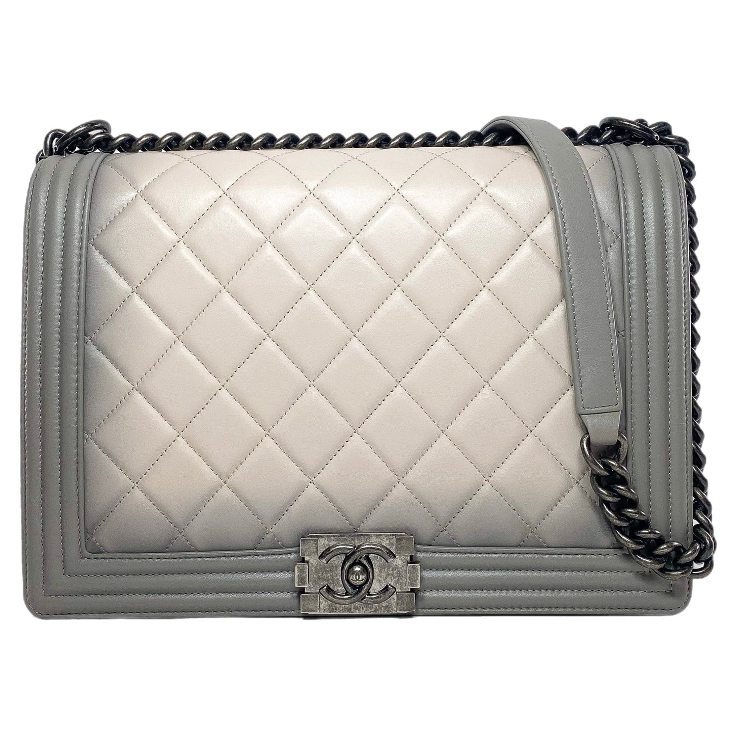 Chanel Gray Beige Ombre Large Boy Flap Bag
