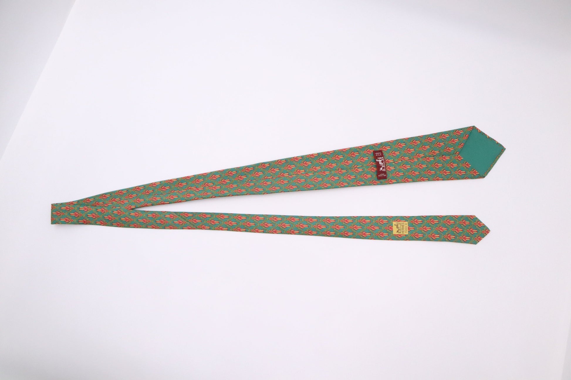 Hermes Tie In Silk Handbag Green Travel Bag