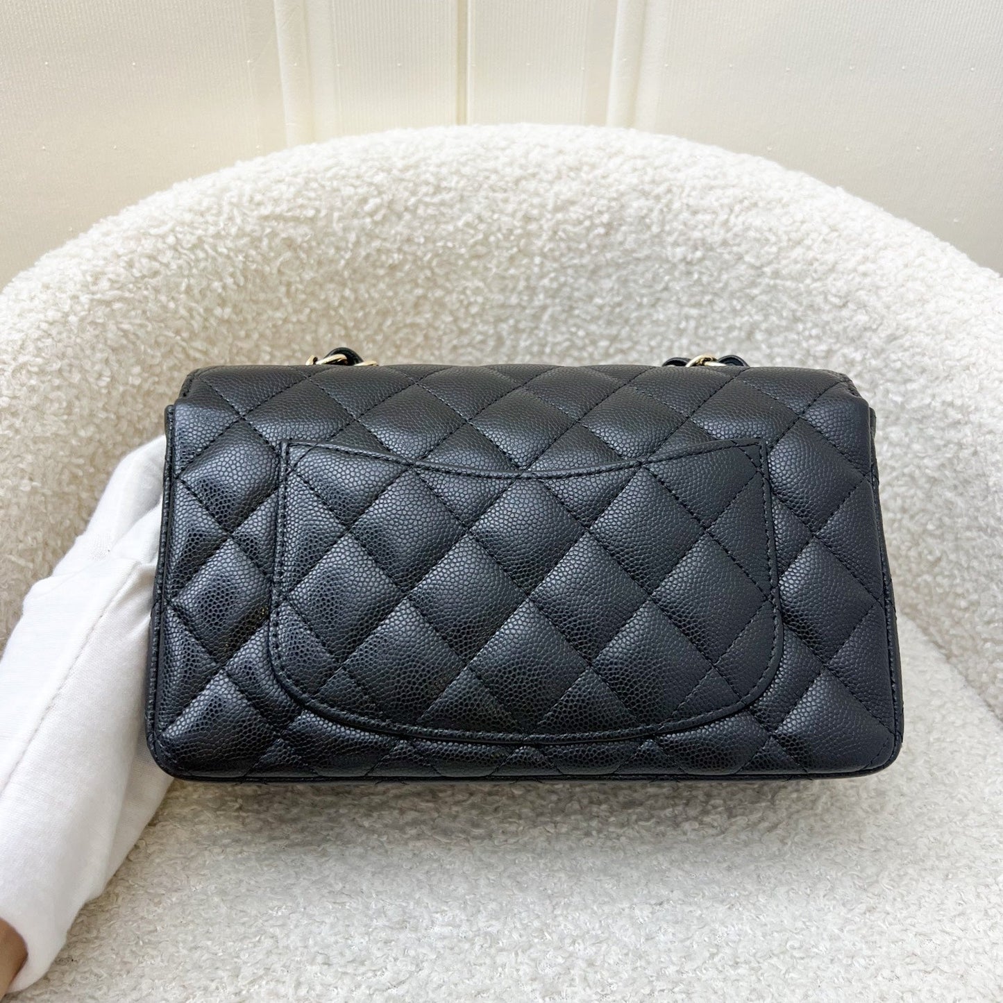 Chanel Mini Rectangle Classic Flap in Black Caviar and LGHW
